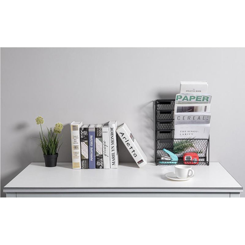 Office 3 Pocket Wall File Folder Holder Hanging Organizer Metal Magazine Document Rack Silver