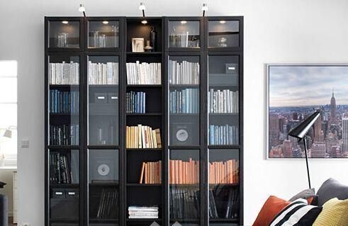 New Product Foshan Company Modern Style Glass Door Melamine Bookshelf Cabinet