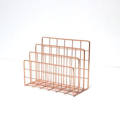 Metal Iron Desktop Bookstand Bookstop Magazine Book Sorting Storage Rack Desk Storage Rack