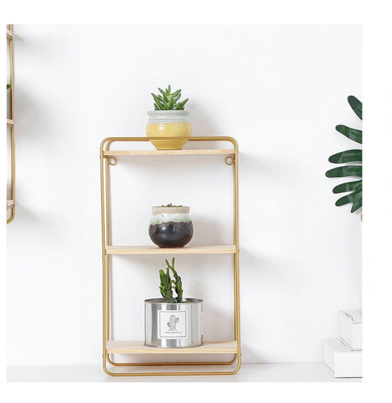 Custom Metal Solid Wood Wall Shelf Storage Rack