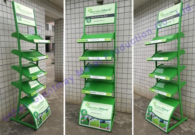 5 Tiers Wave Style Metal Floor Standing Grass Display Rack