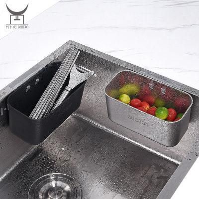 Kitchen Multifunctional Drain Shelf Sucker Storage Rack, Sink Strainers Basket Leftovers 304 Stainless Steel Drain Rack