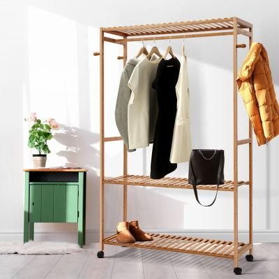 Simple Coat Rack Creative Living Room Hangers Bamboo Clothes Rack Bedroom Mobile Storage Rack