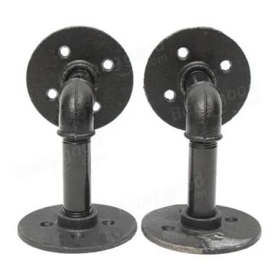 Black Malleable Iron Elbow with Pipe and Malleable Iron Flange for Furniture