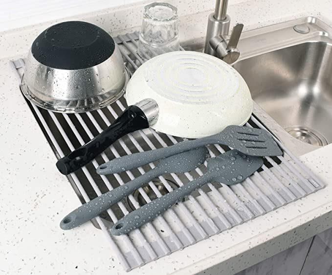 Dish Drying Rack, Ispecle 304 Stainless Steel 2-Tier Dish Rack with Utensil Holder, Cutting Board Holder and Dish Drainer for Kitchen Counter