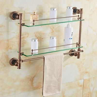 Bathroom Set Double Glass Towel Rack with Single Bar