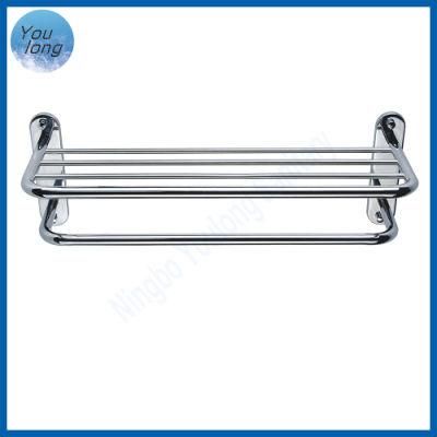 Stainless Steel Chrome Bathroom Lavatory Towel Rack Towel Shelf with Towel Bar