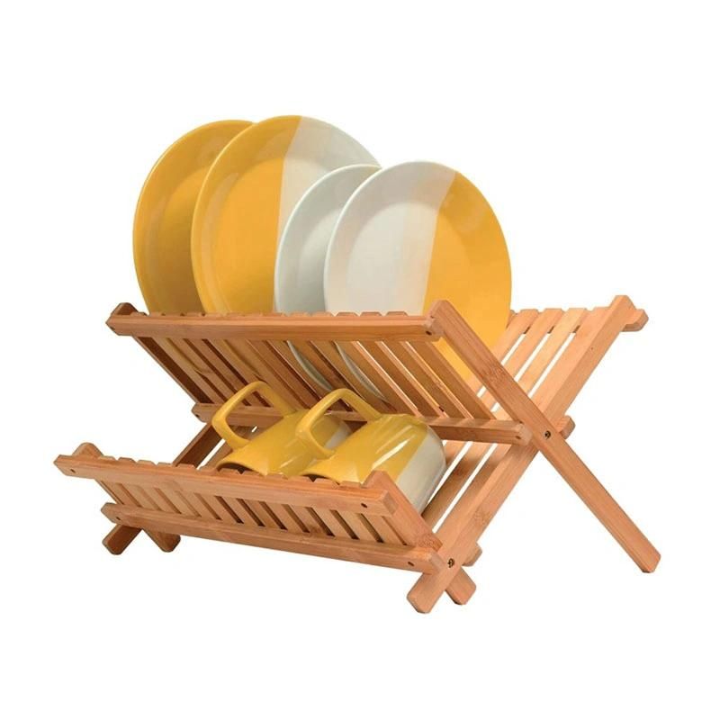 Wholesale Bamboo 3 Tier Storage Display Kitchen Dish Rack