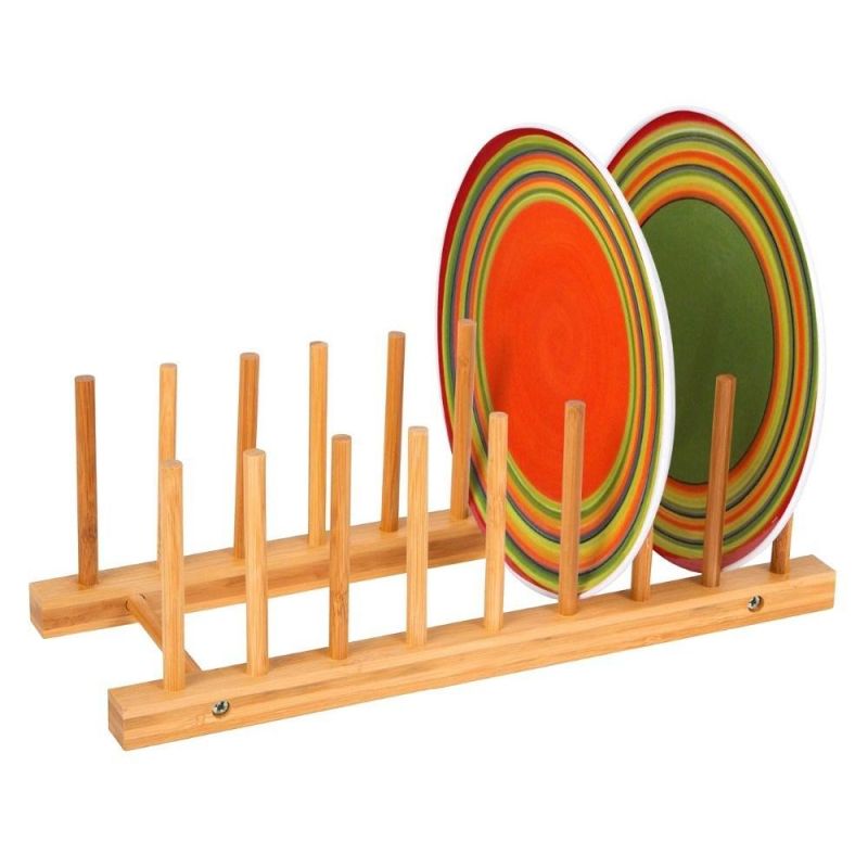 Bamboo Storage Holder Kitchen Shelf Kitchen Organization Dish Rack