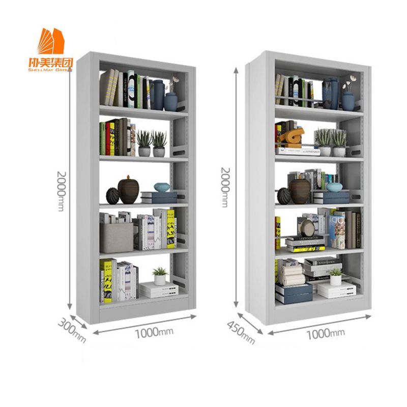 Customized Color Modern Library 5 Layers Knock-Down Construction Steel Book Shelves, Library Furniture