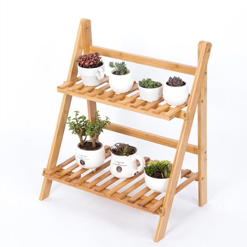 Eco Friendly Bamboo Flower Display Shelf Planter Holder