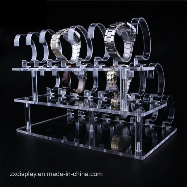 Fashion Transparent 3 Layers Acrylic Watch Display Rack