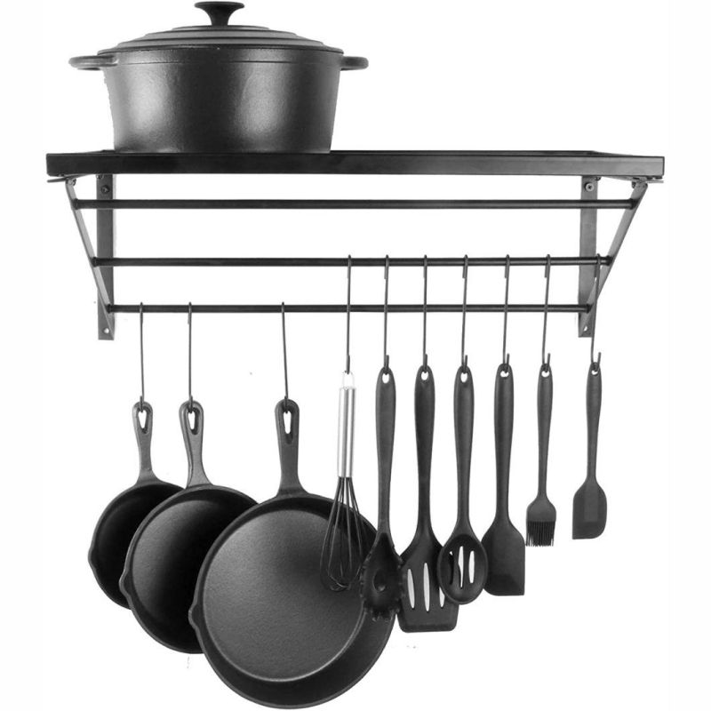 Metal Wall Mounted Kitchen Pots & Pan Storage Rack