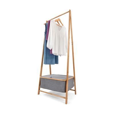 Bamboo Garment Multifunctional Laundry Clothes Rack with Shoes Rack