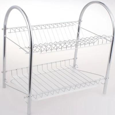 Household Kitchen Storage Double-Layer Stainless Steel Drain Dish Rack