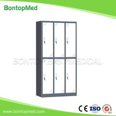 Steel Medical File Storage Cabinet Clothes Wardrobe Metal Locker Medicine Filing Instrument Cabinet Shelf Adjustable with 6 Doors