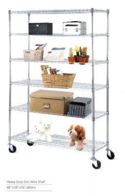 Hot Sell Adjustable Height Storage Wire Display Rack with Wheels