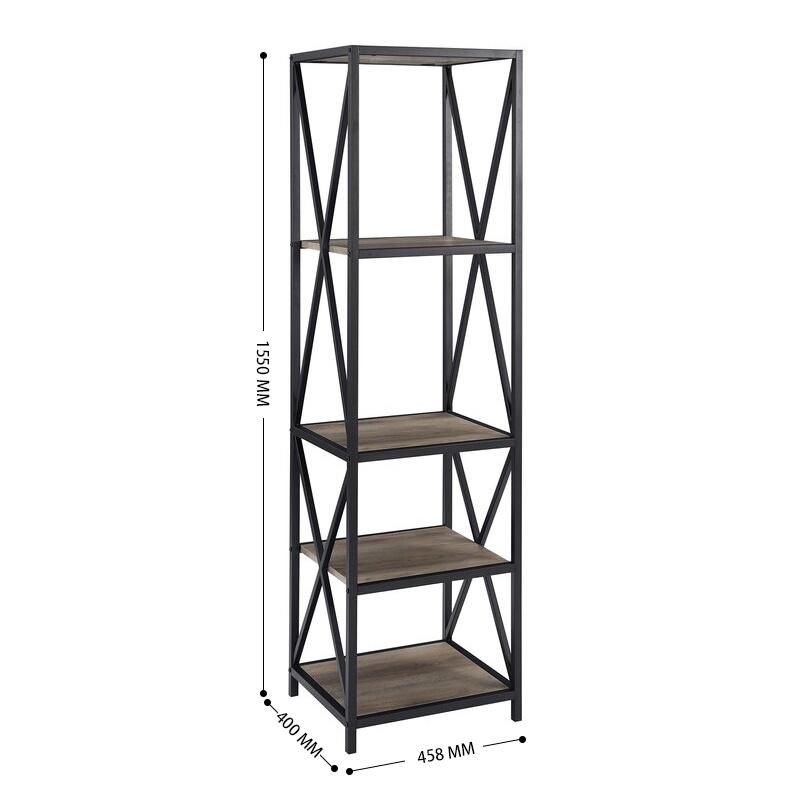 Home Furniture Supplier Fully Knock Down Metal Bookcase Book Storage Rack