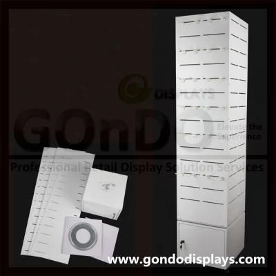 Custom Rotating White Nail Polish Cosmetic Jewelry Floor Standing Acrylic Floor Display Shelves