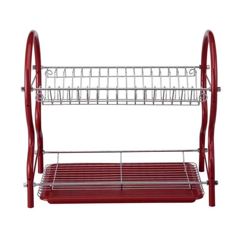 OEM 551-46 Metal Stainless Steel Dish Drying Rack with Wooden Handle