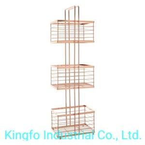 3 Tier Metal Bathroom Wire Organizer Shelf Shower Caddy-Shower Rack-Floor Stand Rack Kfs60097