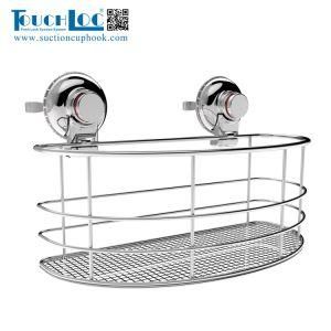 Bathroom Accessories Suction Cup Shower Basket Rack with Grid 304 Stainless Steel