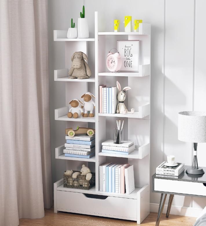 Bookshelf Household Simple Floor Tree-Shaped Small Storage Rack Bedroom Storage Rack Living Room Multi-Layer Lattice Bookcase