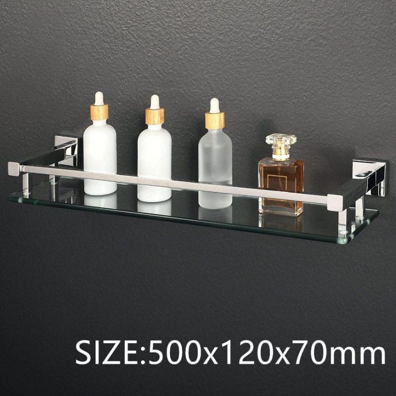 SUS 304 Stainless Steel Single Glass Shelf Bathroom Rack