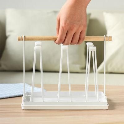 Handle Kitchen Desktop 6 Cup Mug Drying Holder Storage Rack