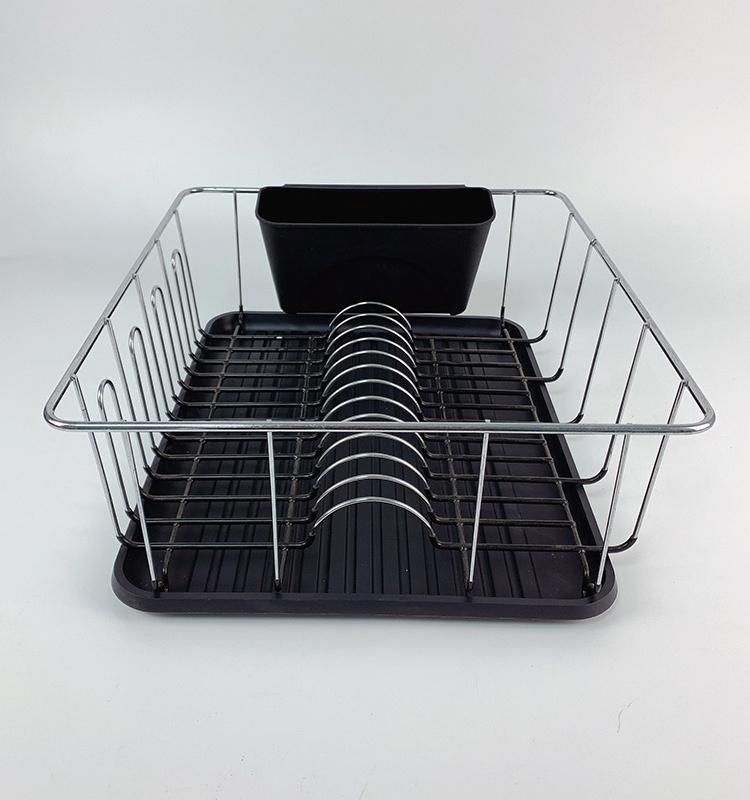 Kitchen Plate Drainer Drying Dish Storage Rack with Drip Tray