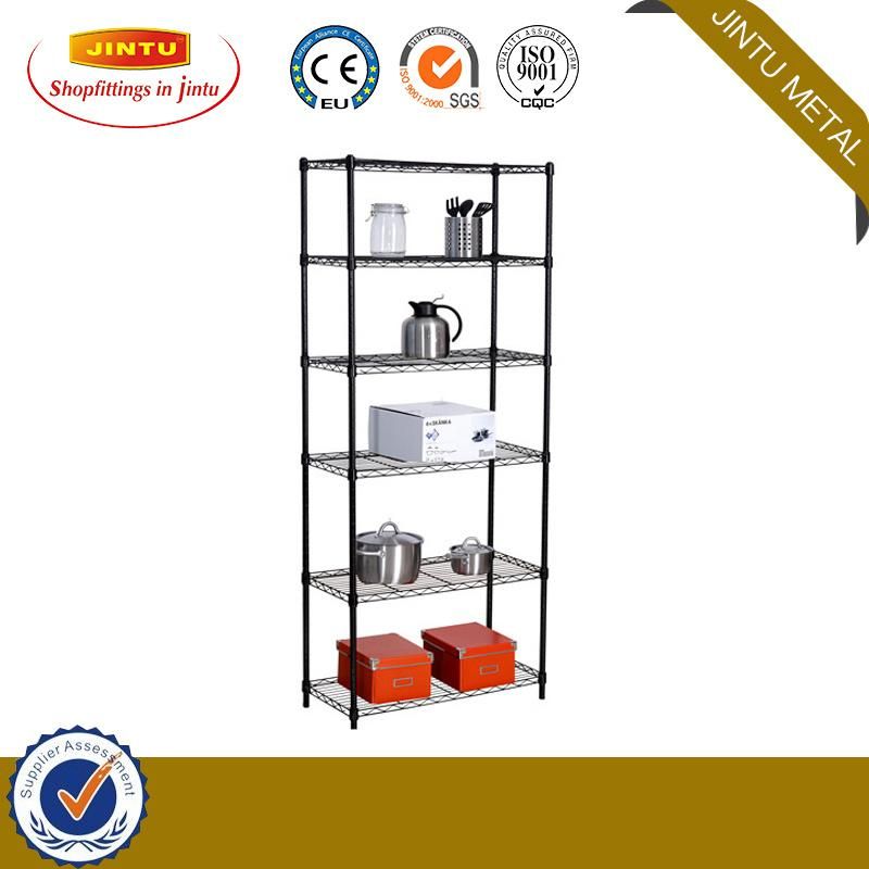 Sleek-Looking Wire Material Shelving Unit Basics 4-Tier Wire Clothing Storage Closet Organizer Shelves Rack