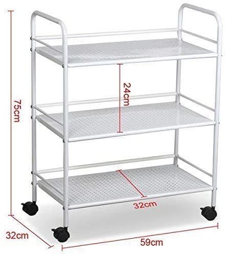 Black Kitchen Storage Cart Mobile Organizing Shelf Metal Home Use Trolley
