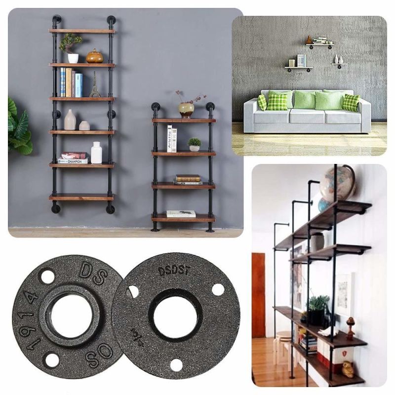 Black Malleable Cast Iron Pipe Floor Flange for Shelf Furniture