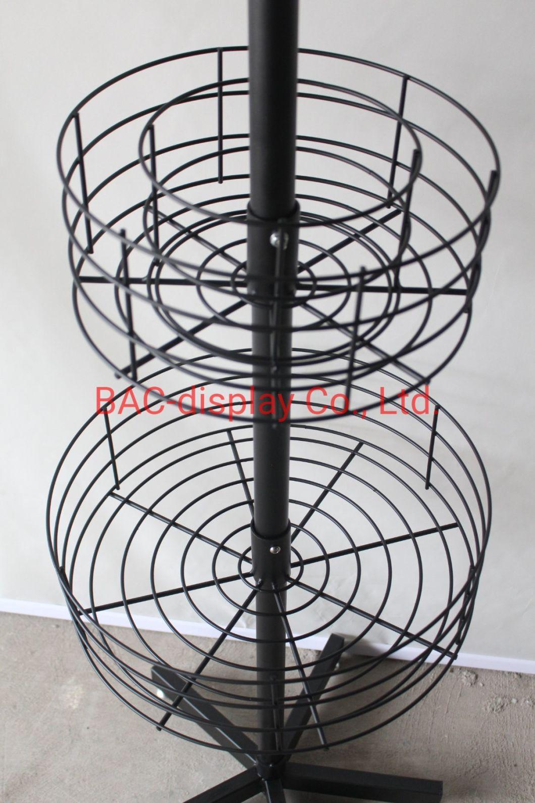 Customized Metal Wire Shelf Display Rack with Wheels