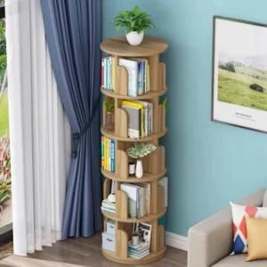 Wooden Rotary Bookshelf &amp; Book Display Rack in Corner
