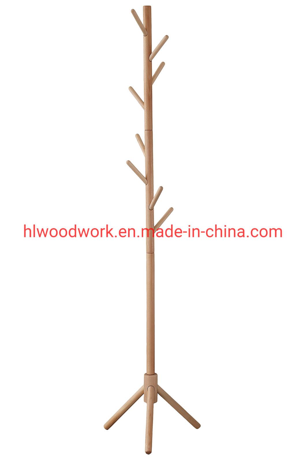 Triangle Wooden Base Stand Coat Rack Beech Wood Natural Color Stand Hanger Entrance Hall Coat Rack
