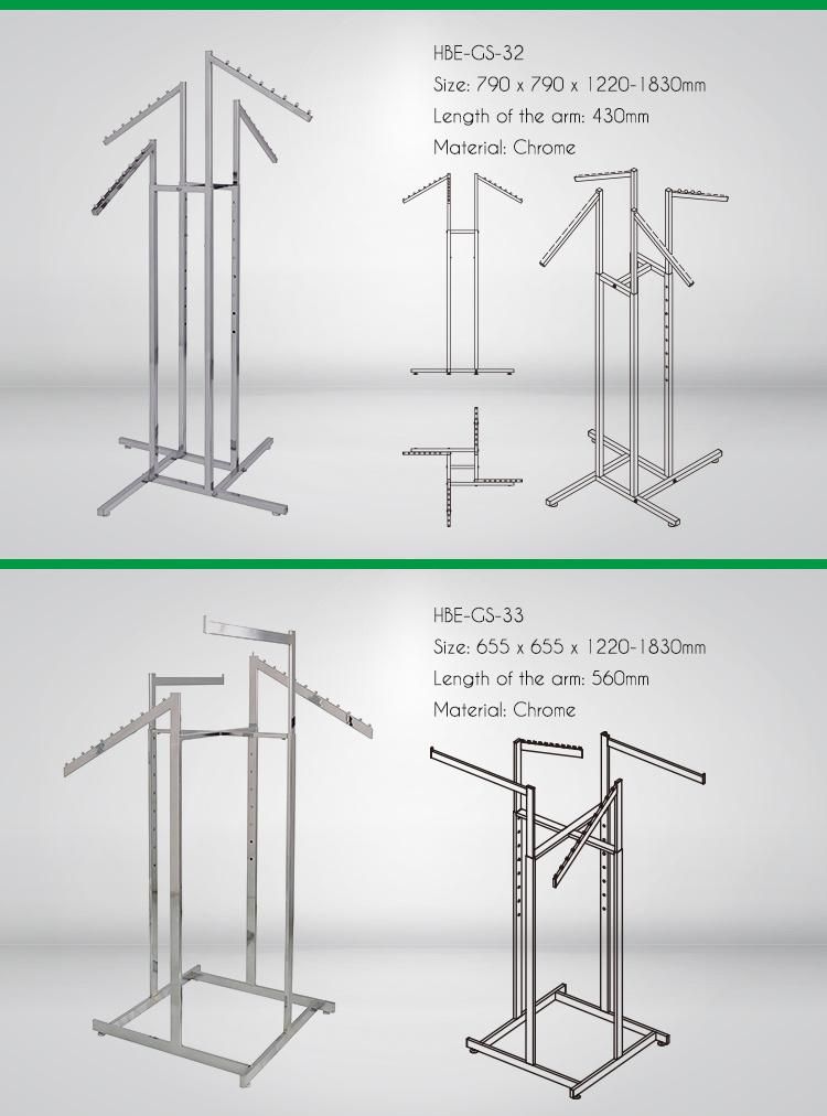 Zinc Galvanized Four Arms Garment Rack