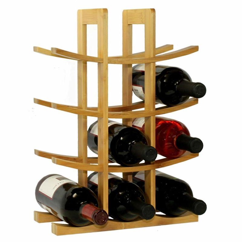 12-Bottle Natural Bamboo Wine Rack