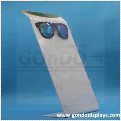 Custom Logo Slanted Self-Standing L-Shaped Glasses Eyewear White Clear Acrylic Sunglasses Rack Display Holder