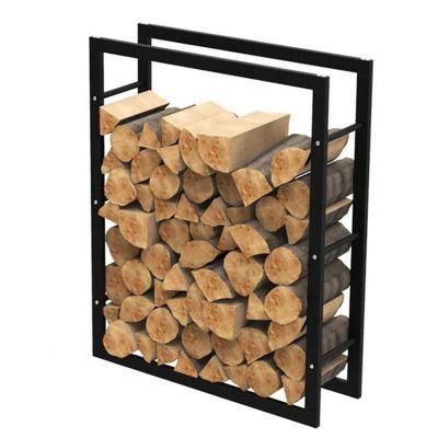 Adjustable Outdoor 4 FT Heavy Duty Indoor Black Steel Tubular Storage Metal Firewood Holder Fire Wood Log Rack