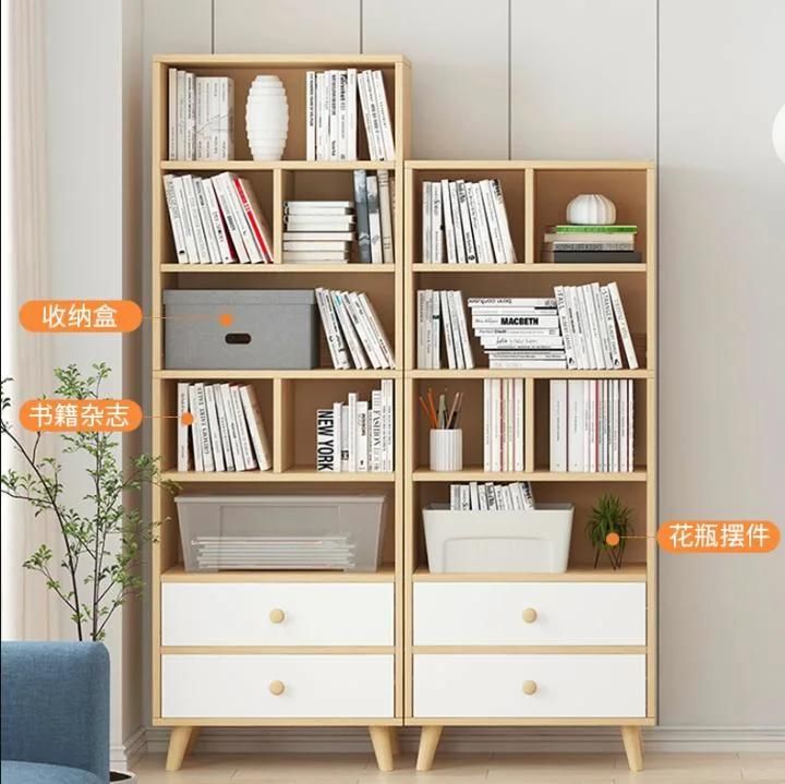 Bookshelf Floor Simple Living Room Shelf Bedroom Multi-Layer Solid Wood Leg Storage Rack Small Net Red Locker Bookcase