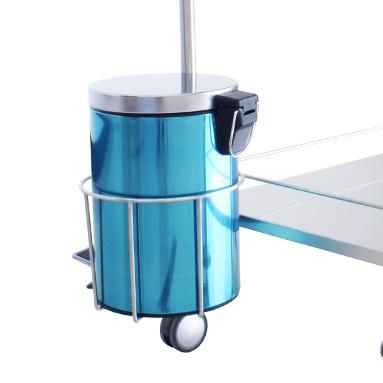 HS6153b Stainless Steel Double Shelf Medical Instrument Trolley Cart with a Dustbin