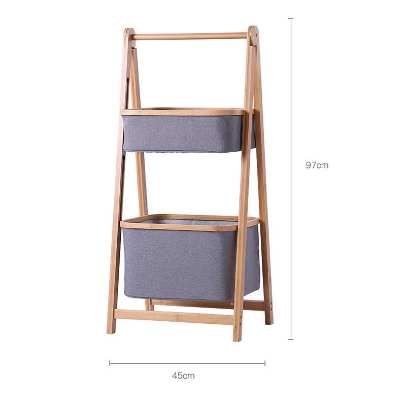 2 Tier Bamboo Home Bathroom Kitchen Storage Rack Shelf Basket