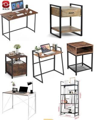 Wooden Appearance Industrial Style with Storage Rack with Mental Frame 3 Tier Square Table