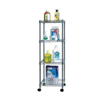 Hotel Hospital 4 Tiers Chrome Mini Square Wire Shelves Wire Rack
