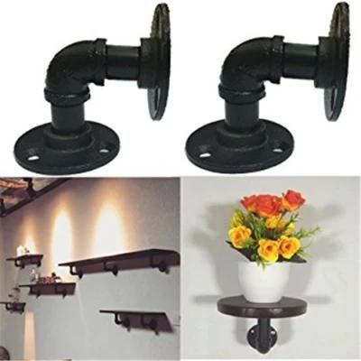 Bsp Threaded Elbow Pipes Flange Malleable Iron Home Furniture DIY Black Pipe Brackets