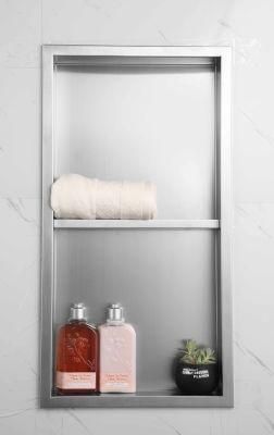 Building Decoration Stainless Steel Shower Niche Shelf Double Organiser 2 Layers Bathroom Metal Wall Niche