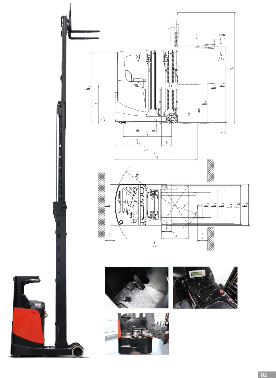 High Quality Electric Reach Truck 1.5ton for Narrow Aisle Racking Shelves