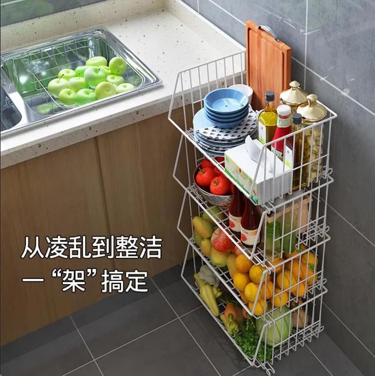 Kitchen Vegetable Racks Vegetable Racks Multi-Layer Floor-to-Ceiling Fruit and Vegetable Storage Baskets Fruit Storage Racks Household Vegetable Baskets with Wh