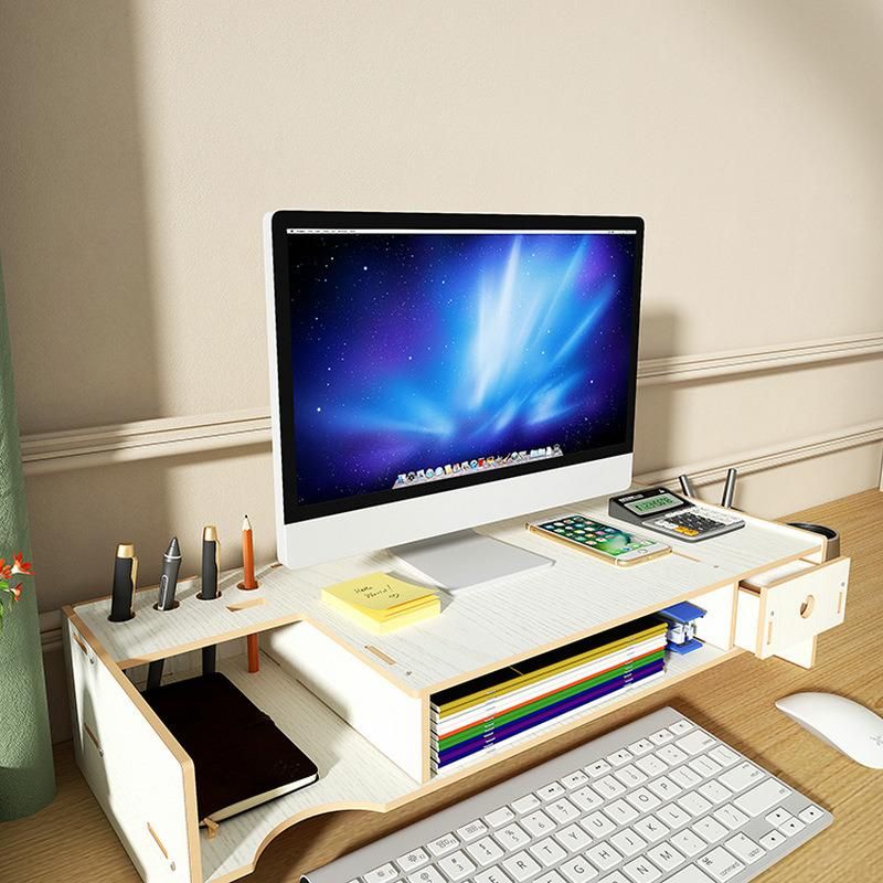 Computer Monitor Stand Riser Table Laptop Stand Shelf Wooden Desktop Storage Rack